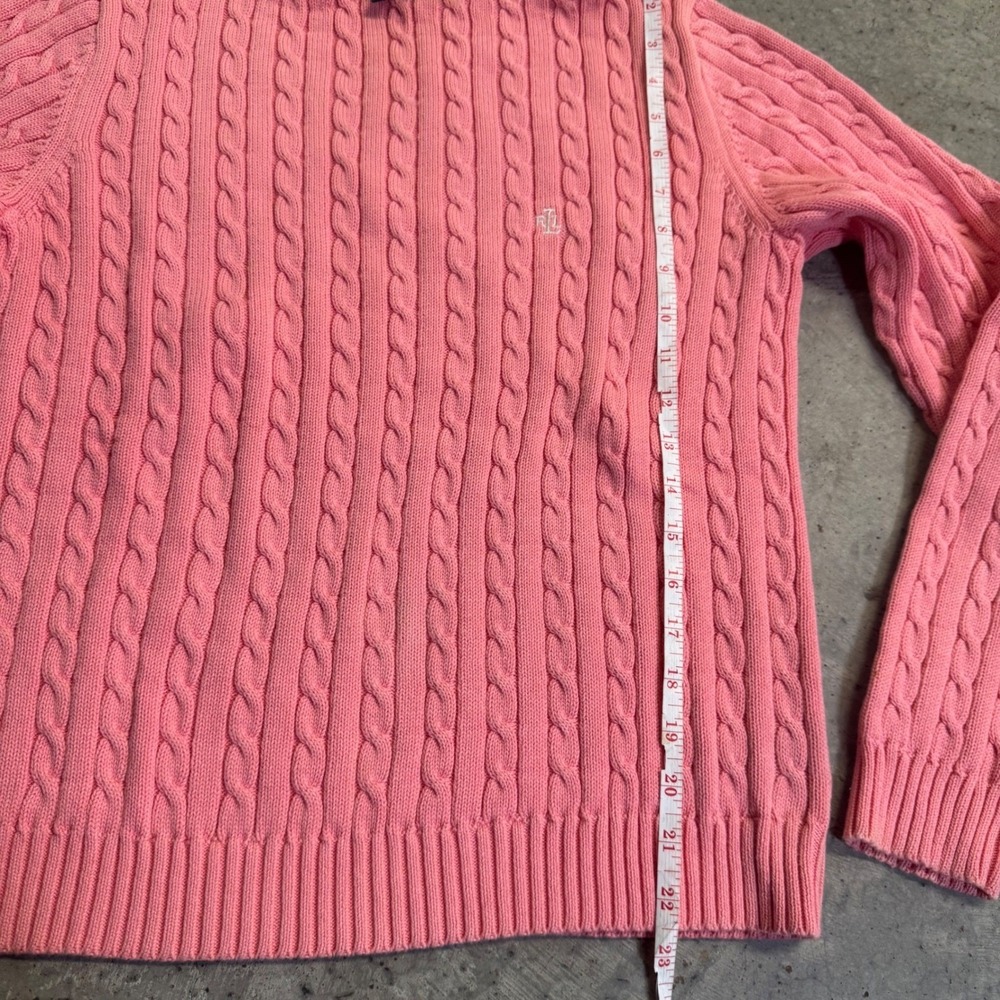 Lauren Ralph Lauren Women's Pink Cable- Knit Sweater S/L Preppy Old Money Luxury - Picture 6 of 8